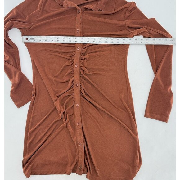 Just Polly Women’s Brown Stretch Slinky Knit Bodycon Dress Size XL Boho Hippie - Picture 8 of 10